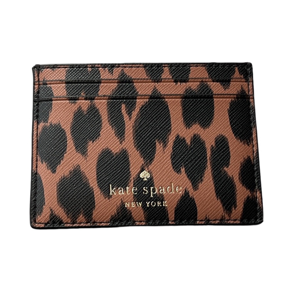 Kate Spade Schuyler Spotted Animal Credit Card Wallet 
Brown Black